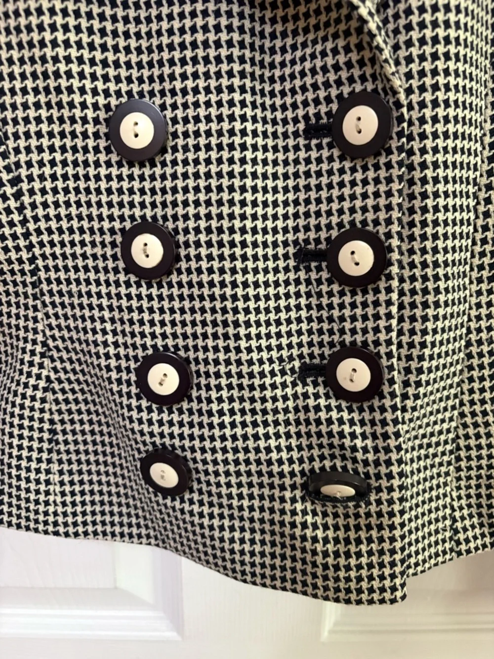 Dior Black and White Houndstooth Double-Breasted Blazer Jacket